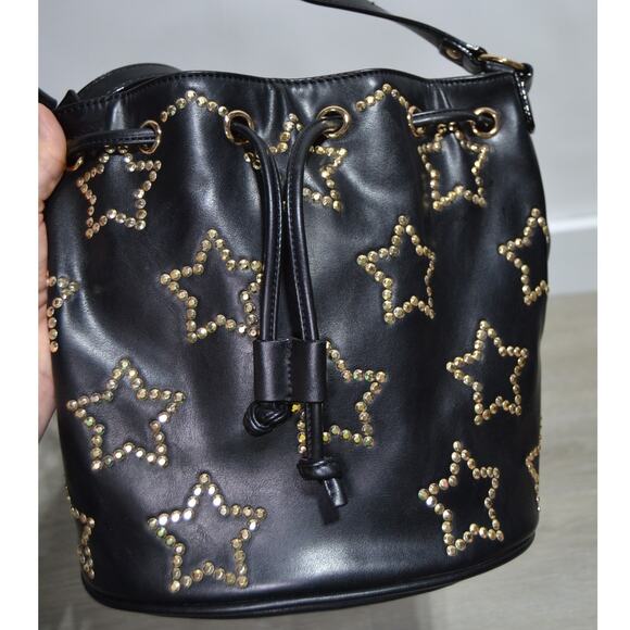 Betsey Johnson Night Lights Star-Studded Bucket Bag Black & Gold - Picture 14 of 14